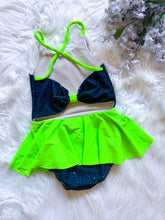 Load image into Gallery viewer, RTS 6 Black and Neon green leopard swimsuit