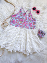 Load image into Gallery viewer, RTS 14/16 Rainbow Peplum and Scrunchie