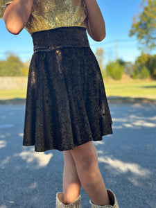 $25 Black with Gold Glitter Velvet Circle Skirt