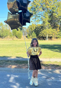 $25 Black with Gold Glitter Velvet Circle Skirt