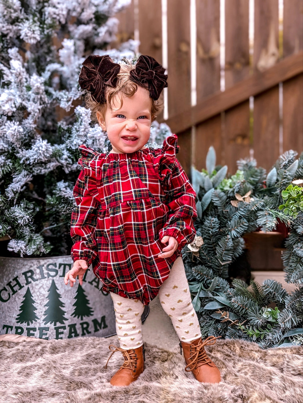 Christmas Flannel Bubble Romper