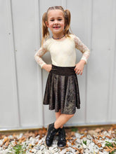 Load image into Gallery viewer, $25 Black with Gold Glitter Velvet Circle Skirt