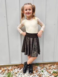 $25 Black with Gold Glitter Velvet Circle Skirt