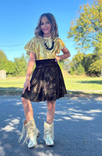 Load image into Gallery viewer, $25 Black with Gold Glitter Velvet Circle Skirt