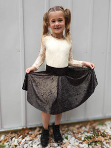 $25 Black with Gold Glitter Velvet Circle Skirt