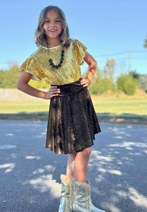 $25 Black with Gold Glitter Velvet Circle Skirt